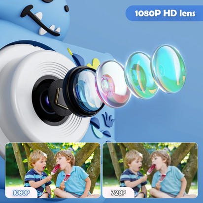 Playful Kid-Friendly HD Digital Camera, Soft Silicone Case, 32GB Card Included