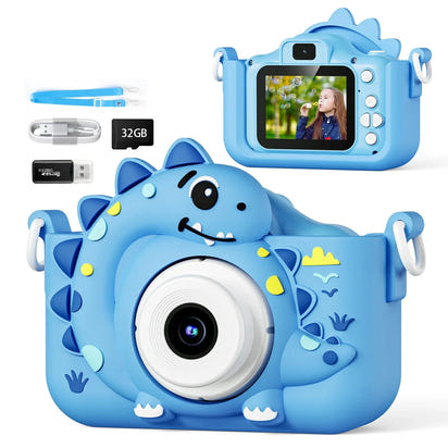 Playful Kid-Friendly HD Digital Camera, Soft Silicone Case, 32GB Card Included
