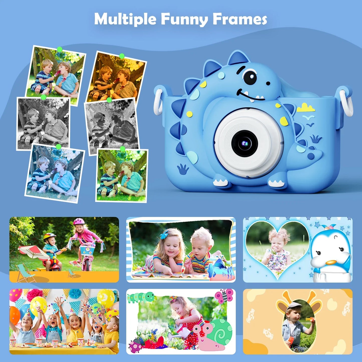 Playful Kid-Friendly HD Digital Camera, Soft Silicone Case, 32GB Card Included