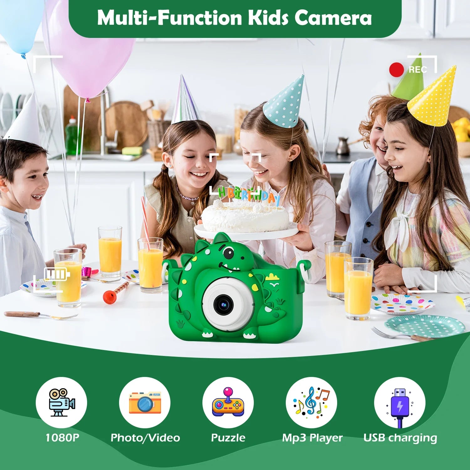 Dino Snap HD Digital Camera for Kids: Dual-Lens, Shockproof, Rechargeable Fun