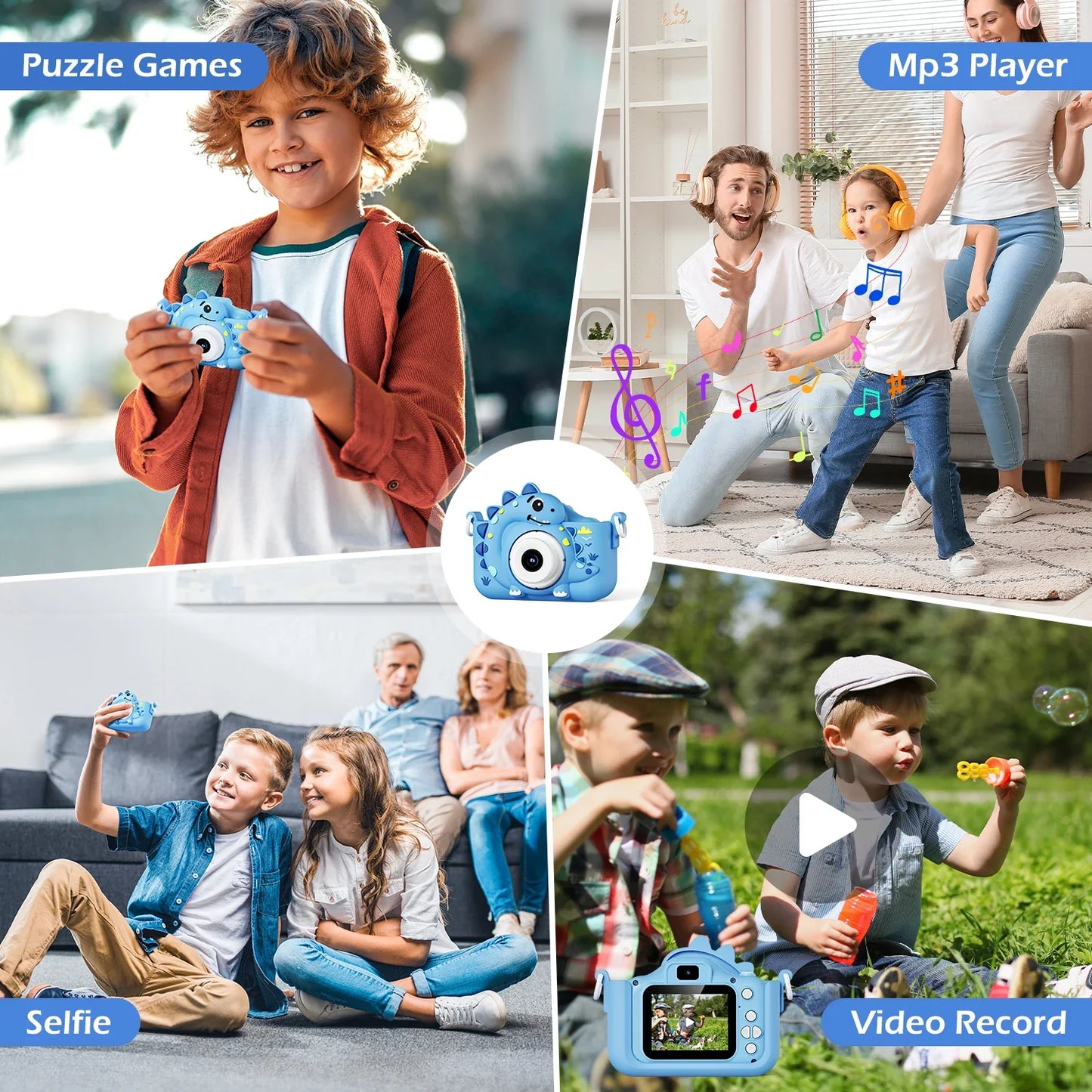 Playful Kid-Friendly HD Digital Camera, Soft Silicone Case, 32GB Card Included