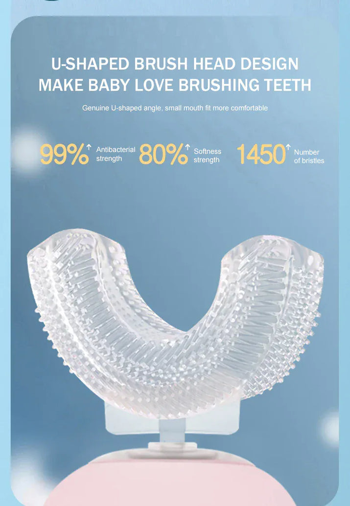 U-Shaped Baby Toothbrush – 360° Silicone Electric Toothbrush for Kids