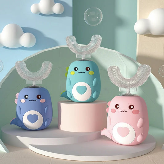 U-Shaped Baby Toothbrush – 360° Silicone Electric Toothbrush for Kids