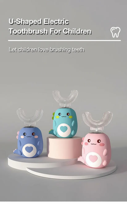 U-Shaped Baby Toothbrush – 360° Silicone Electric Toothbrush for Kids