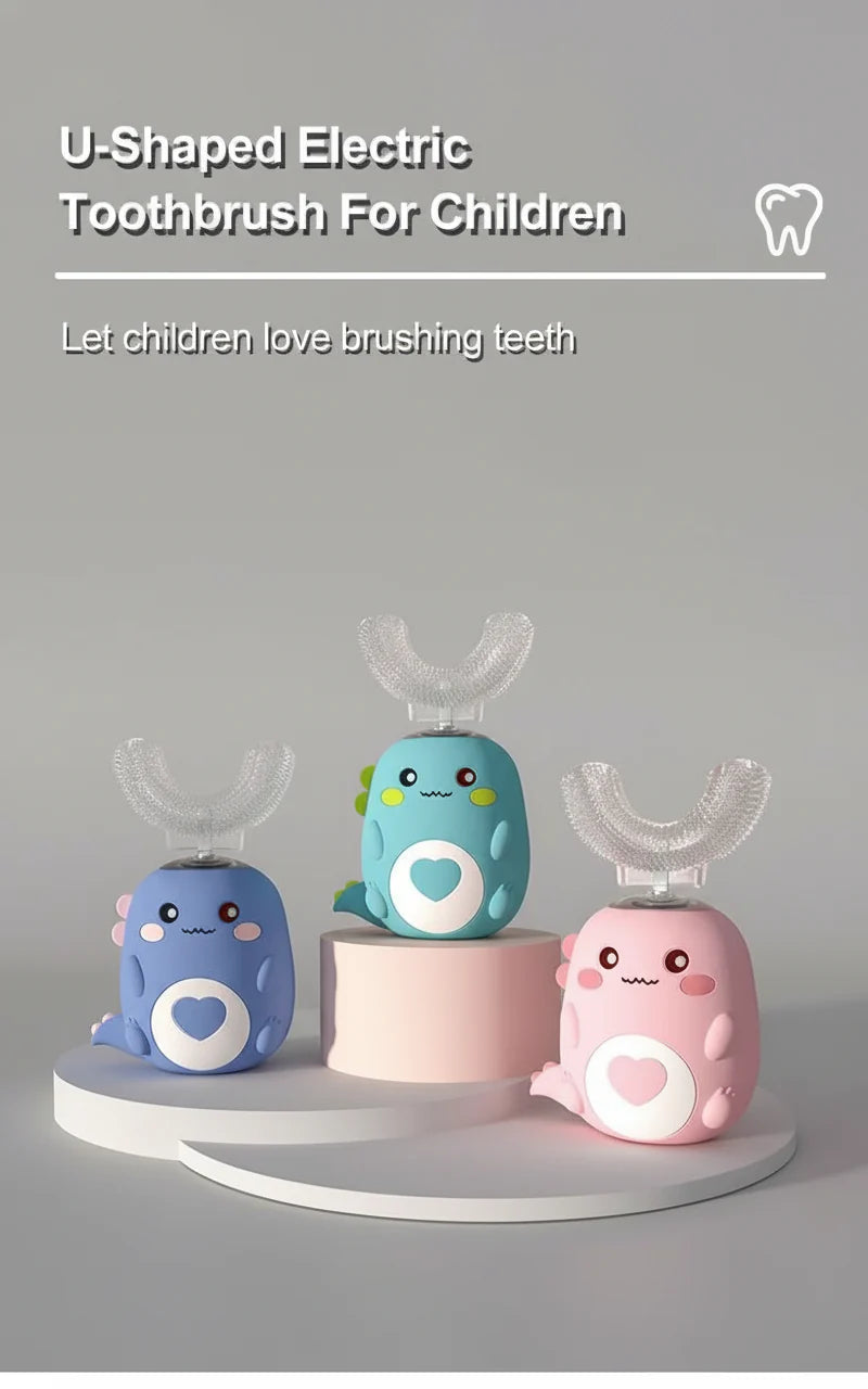U-Shaped Baby Toothbrush – 360° Silicone Electric Toothbrush for Kids