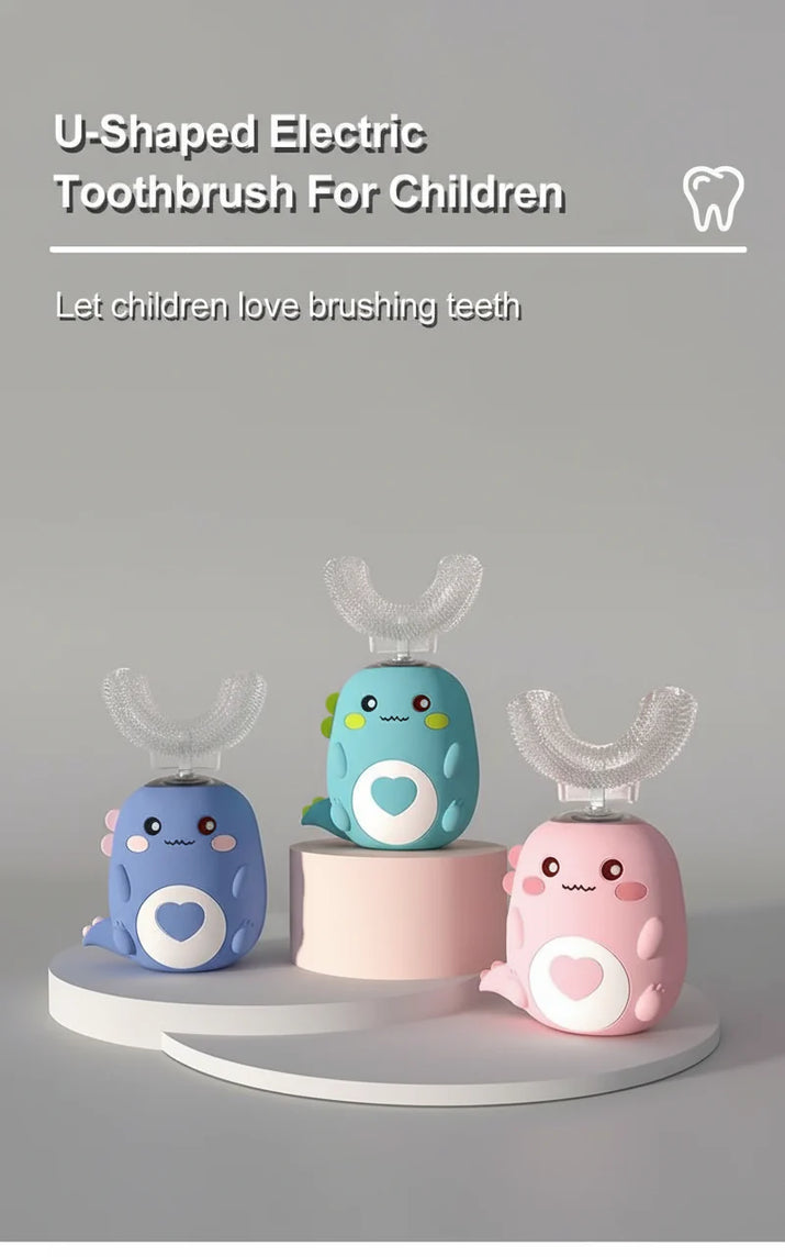 U-Shaped Baby Toothbrush – 360° Silicone Electric Toothbrush for Kids