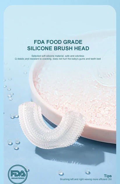 U-Shaped Baby Toothbrush – 360° Silicone Electric Toothbrush for Kids