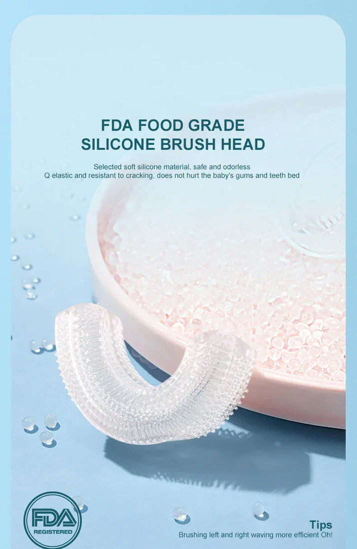 U-Shaped Baby Toothbrush – 360° Silicone Electric Toothbrush for Kids